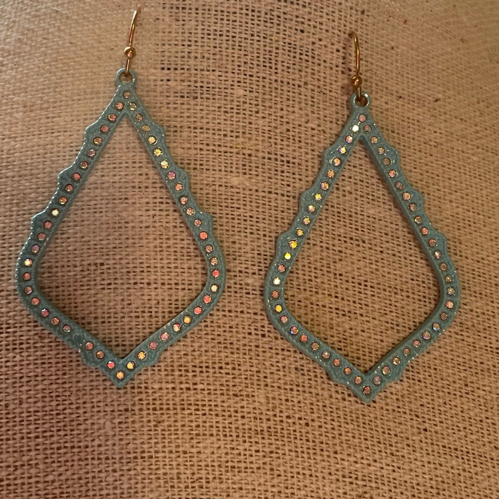 Sylvia Iridescent Crystal Aqua Earrings
